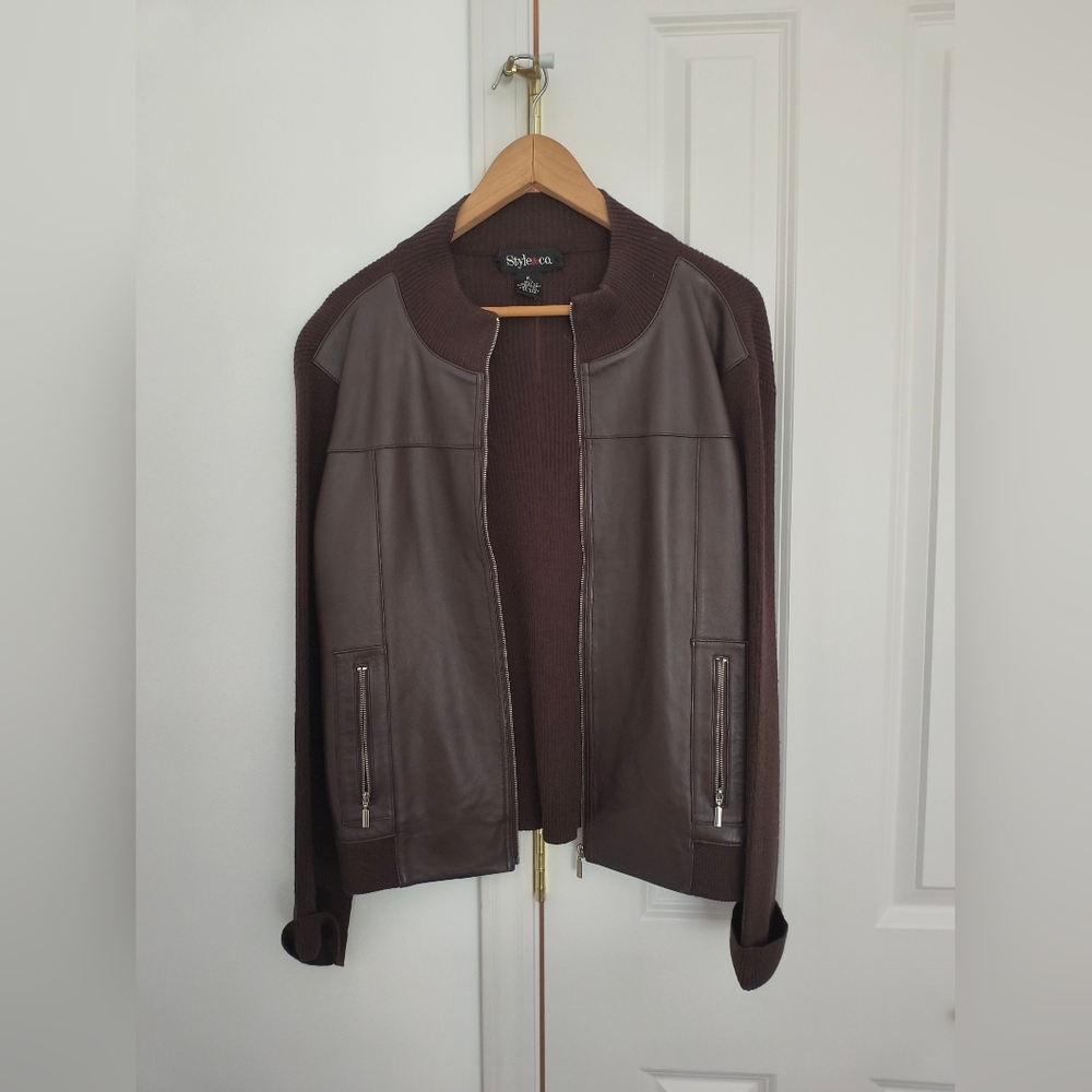Style & Co. Brown Leather Jacket